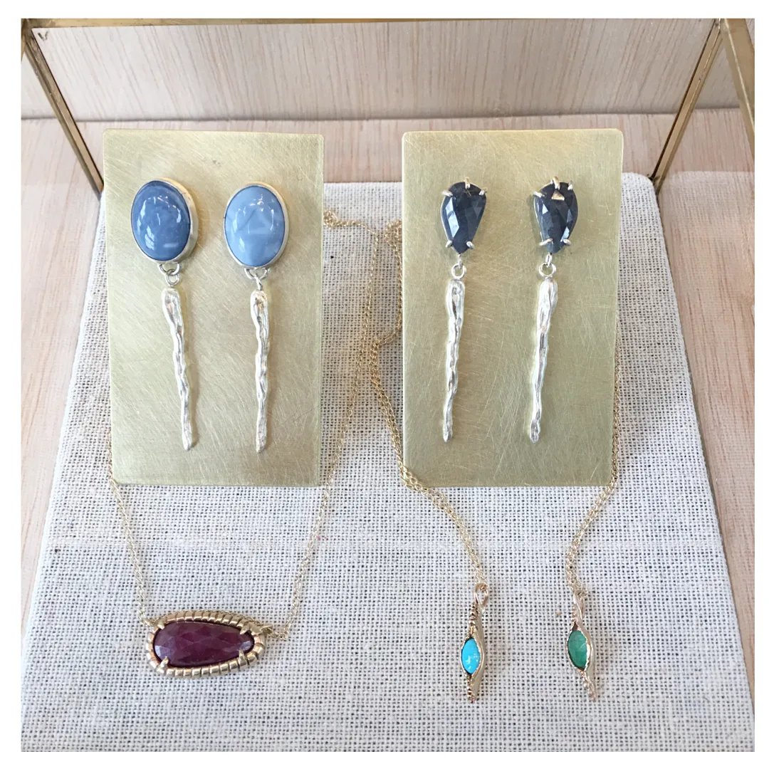 Sapphire earrings with silver drops