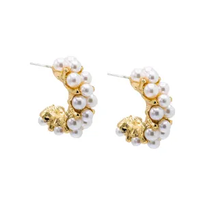 Scattered Multi Pearl Open Hoop Earring