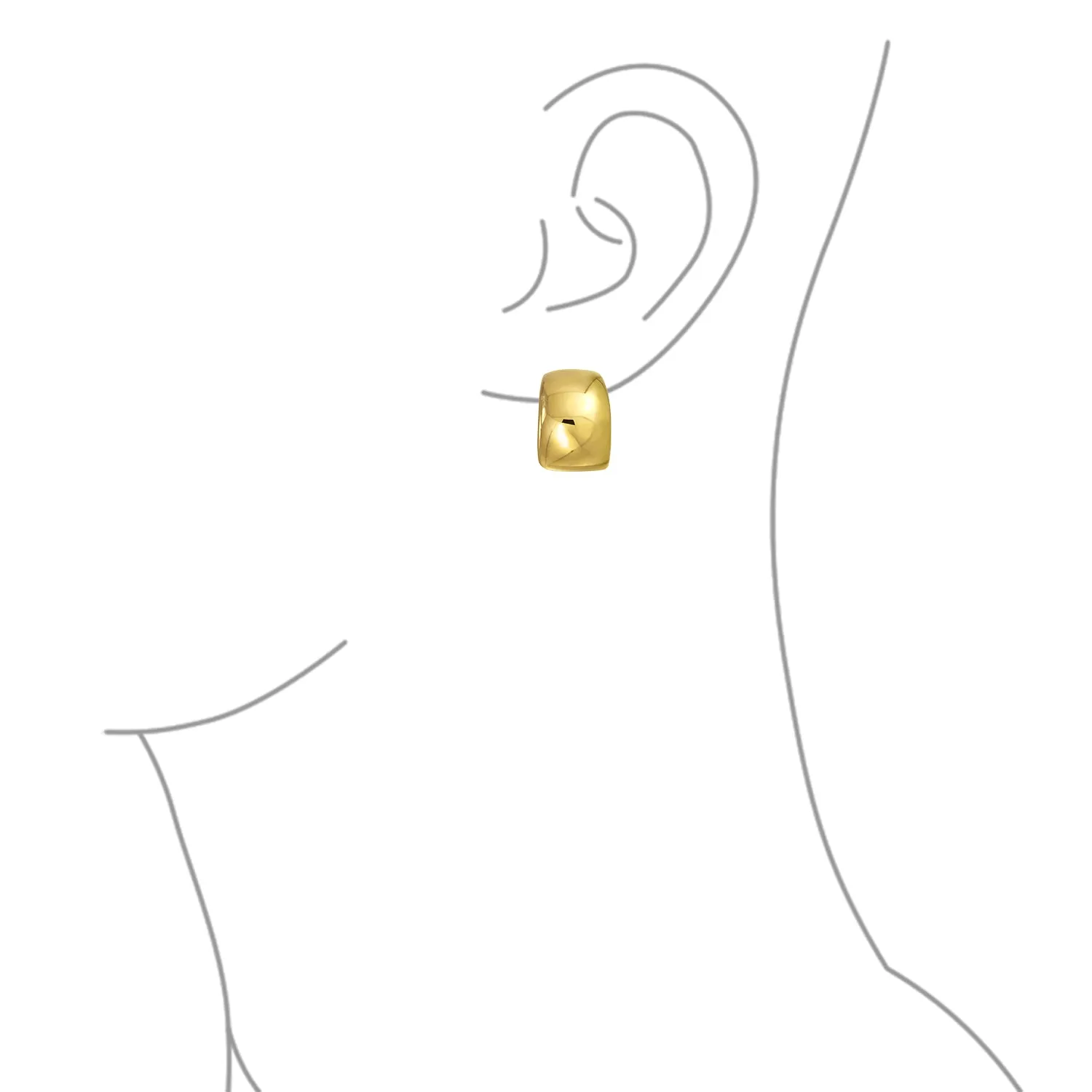 Set of 2 Huggie Shrimp Half Hoop Clip-On Earrings for Non-Pierced Gold Plated