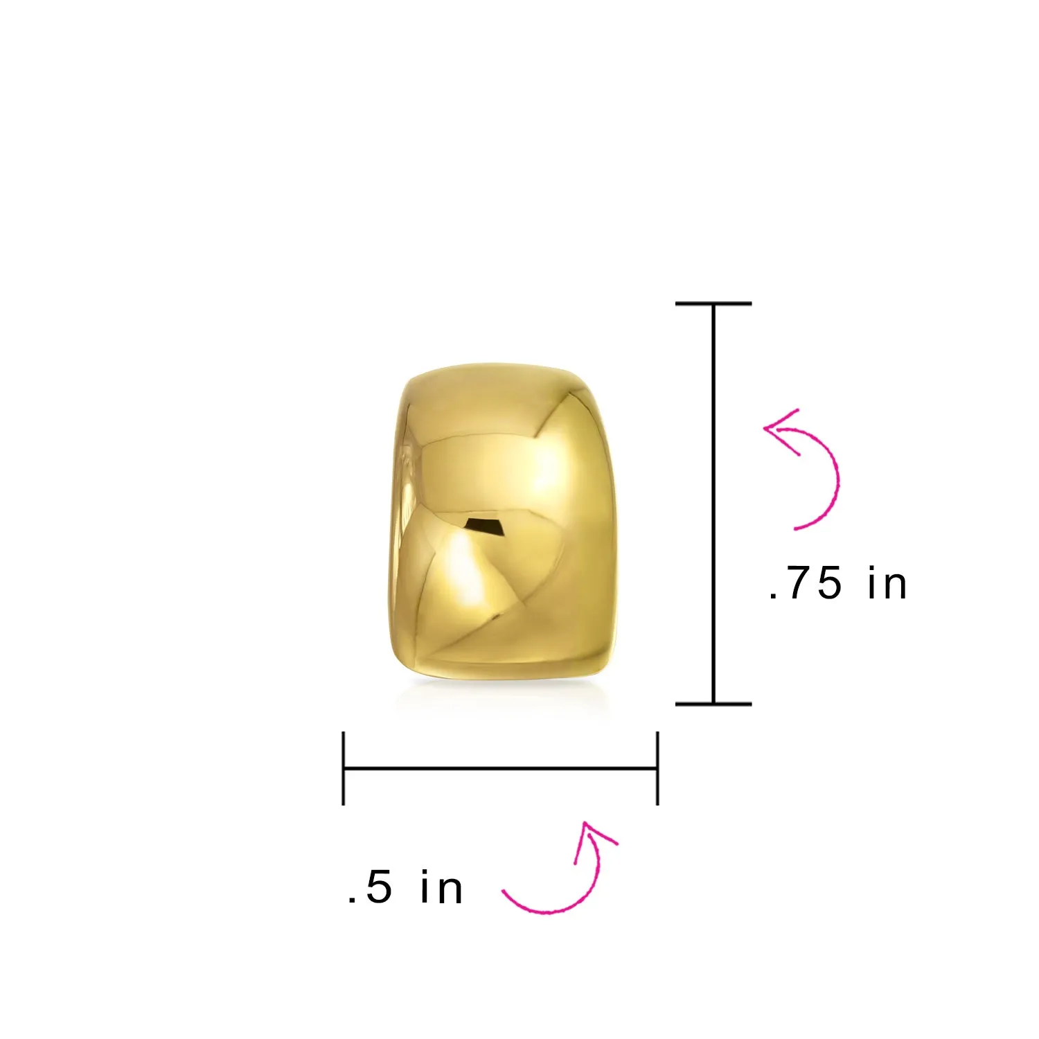Set of 2 Huggie Shrimp Half Hoop Clip-On Earrings for Non-Pierced Gold Plated