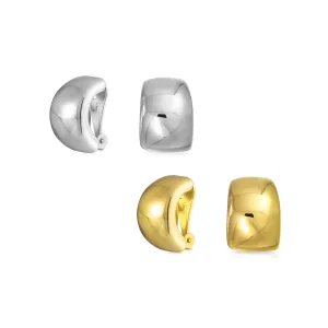 Set of 2 Huggie Shrimp Half Hoop Clip-On Earrings for Non-Pierced Gold Plated