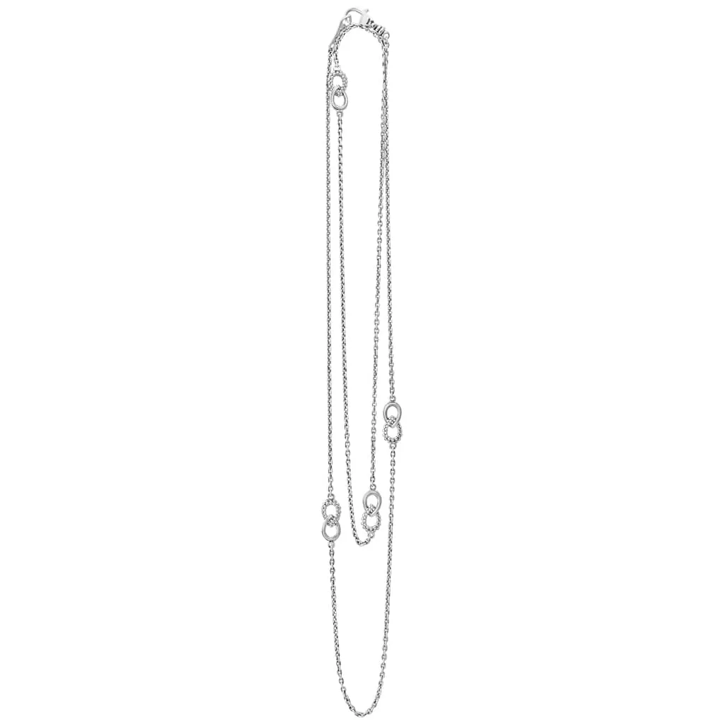 Signature Caviar Fluted Link Station Necklace