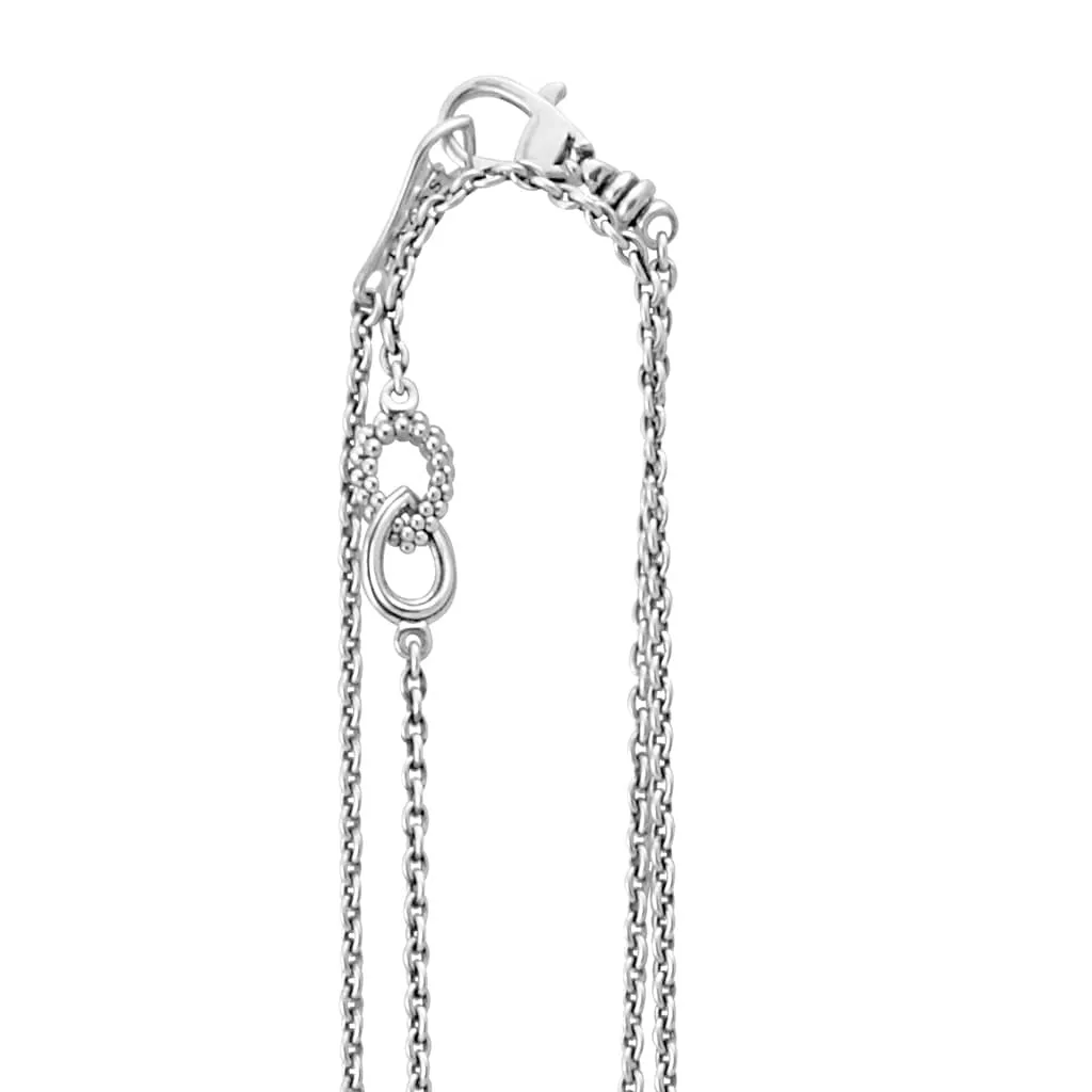 Signature Caviar Fluted Link Station Necklace