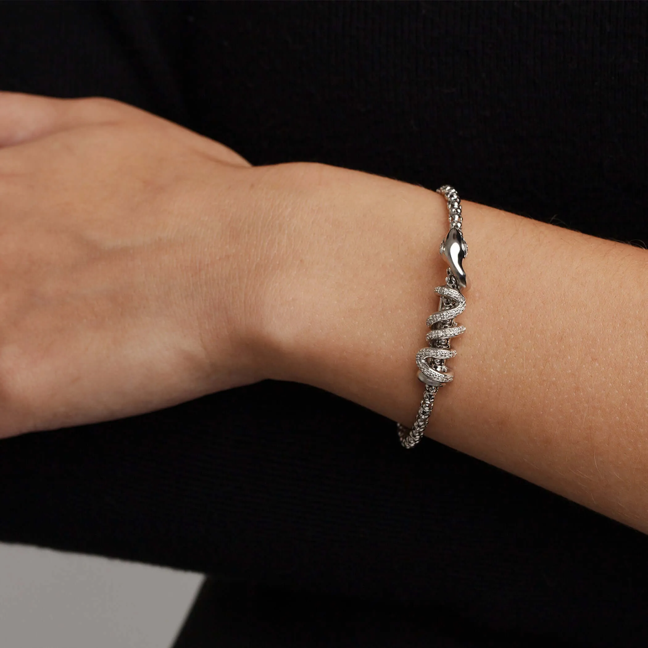 Silver & Diamond Prosecco Serpente Bracelet