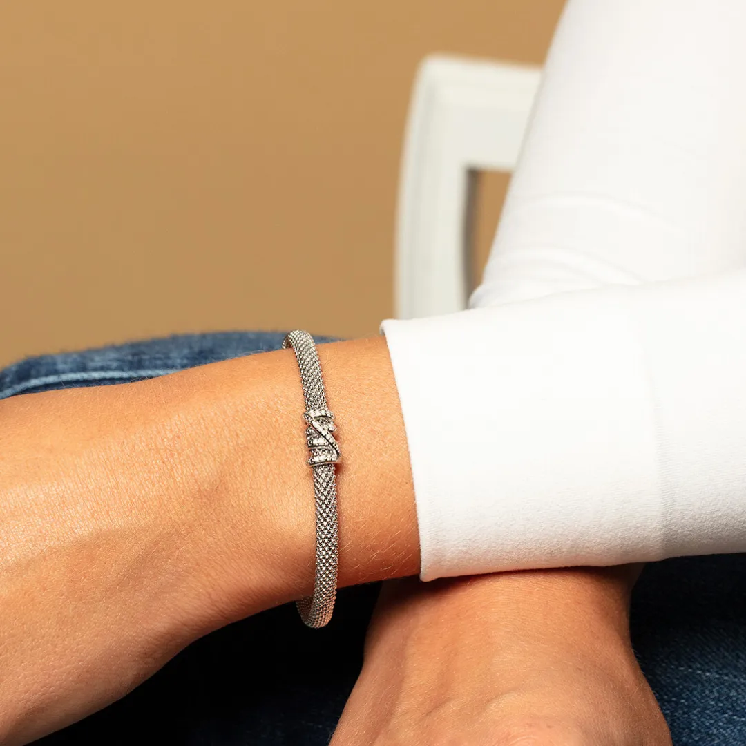 Silver & Diamond Small Prosecco Tally Bracelet
