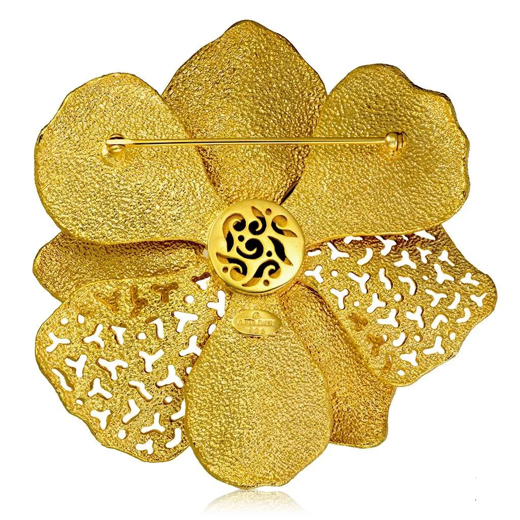 Silver Coronaria Brooch/Pendant with Blue Topaz, Spinel