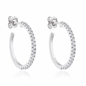 Silver Cubic Zirconia 3-4 Hoop Earrings