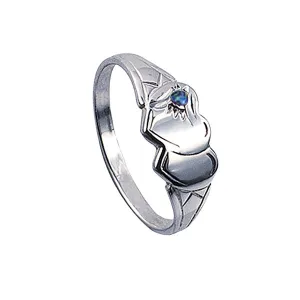 Silver Double Heart Signet Ring Size N