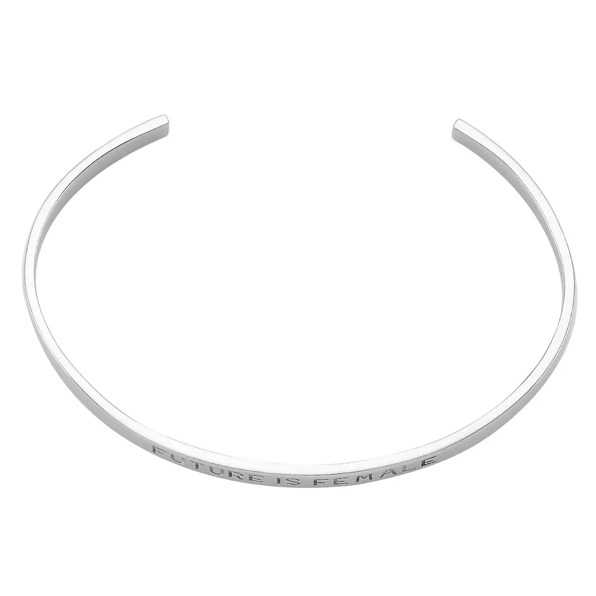 Silver Engraved Future is Female Cuff Bracelet - Handmade 925 Sterling Silver Jewelry for Women