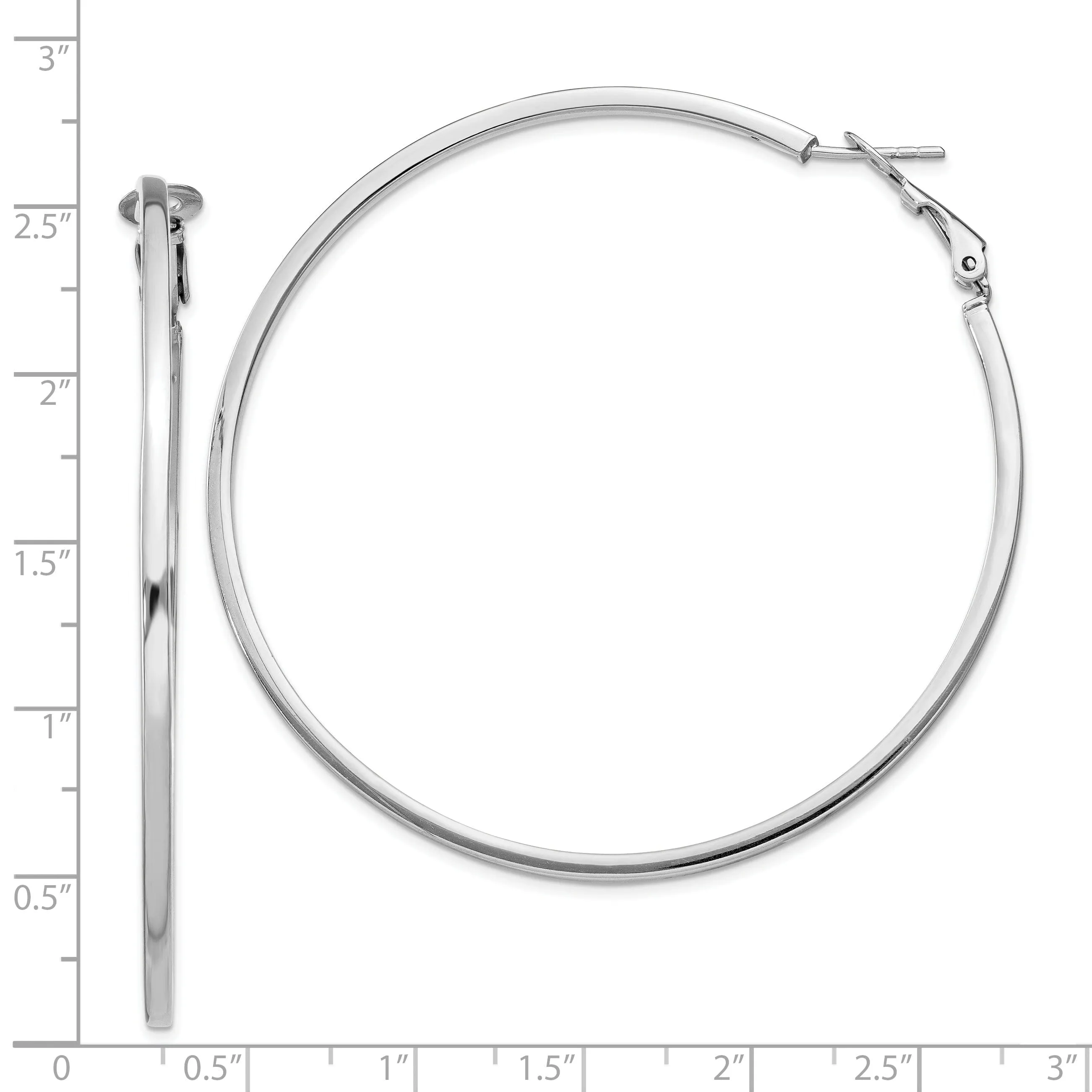 Silver Hollow Omega Clip Back Hoop Earrings