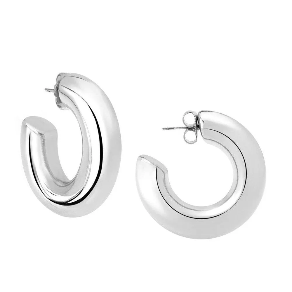 Silver Medium Hoop Earrings