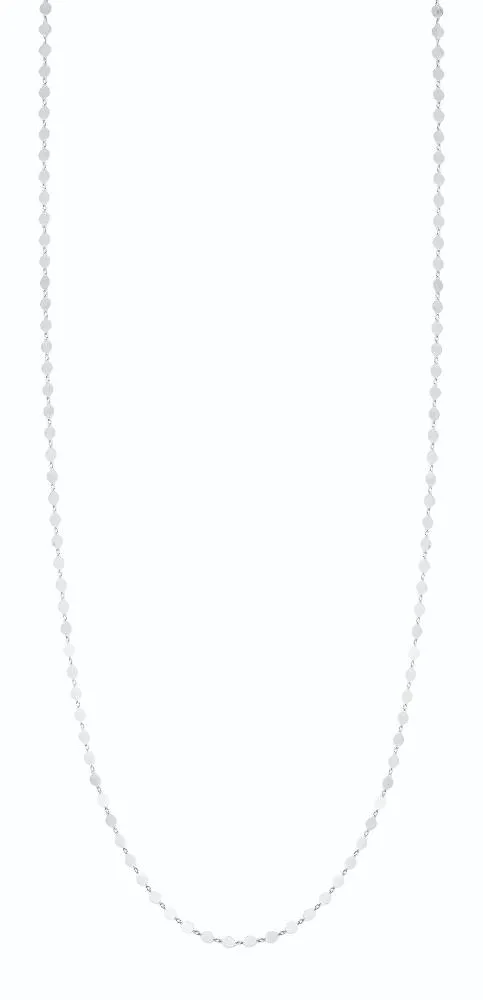Silver Mirror Link Single Strand Long Necklace