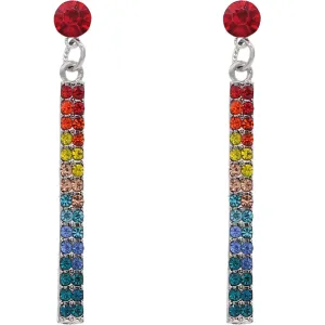 Silver Multicolor Pave Rhinestone Drop Earrings