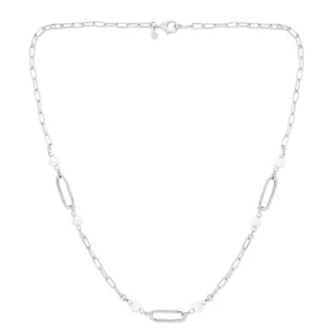 Silver Pearl Paperclip Necklace