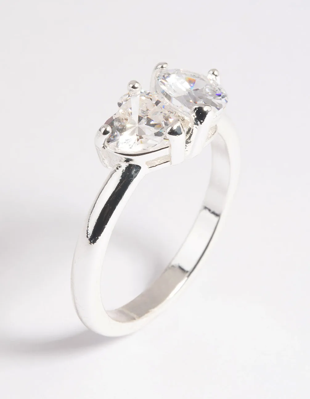Silver Plated Cubic Zirconia Heart Ring