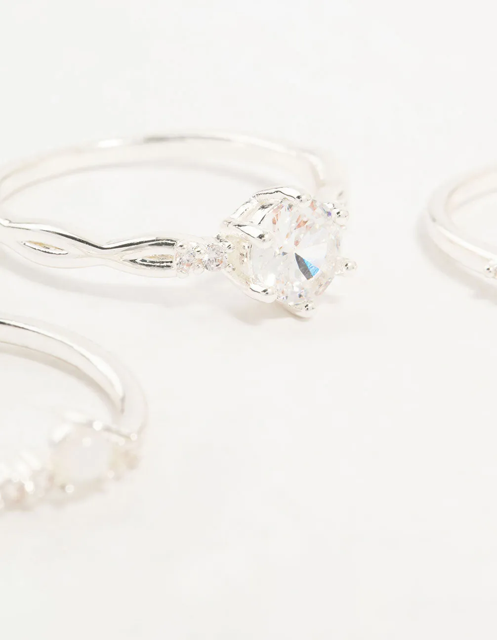 Silver Plated Cubic Zirconia Stacking Rings 3-Pack
