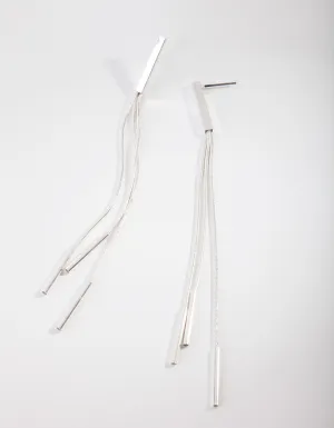 Silver Snake Chain Bar Drop Earrings