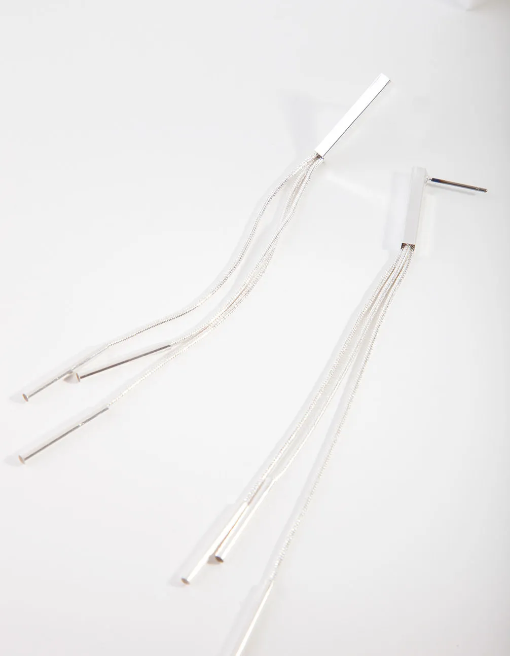 Silver Snake Chain Bar Drop Earrings