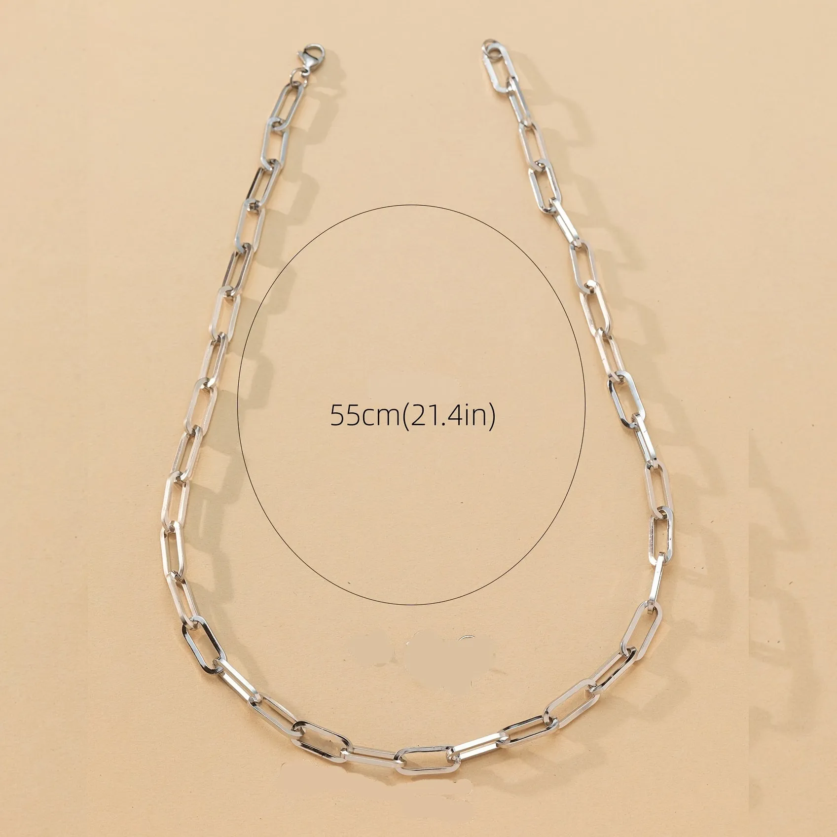 Silver Stainless Steel Square Line Chunky Necklace Chain Link Paperclip Jewelry