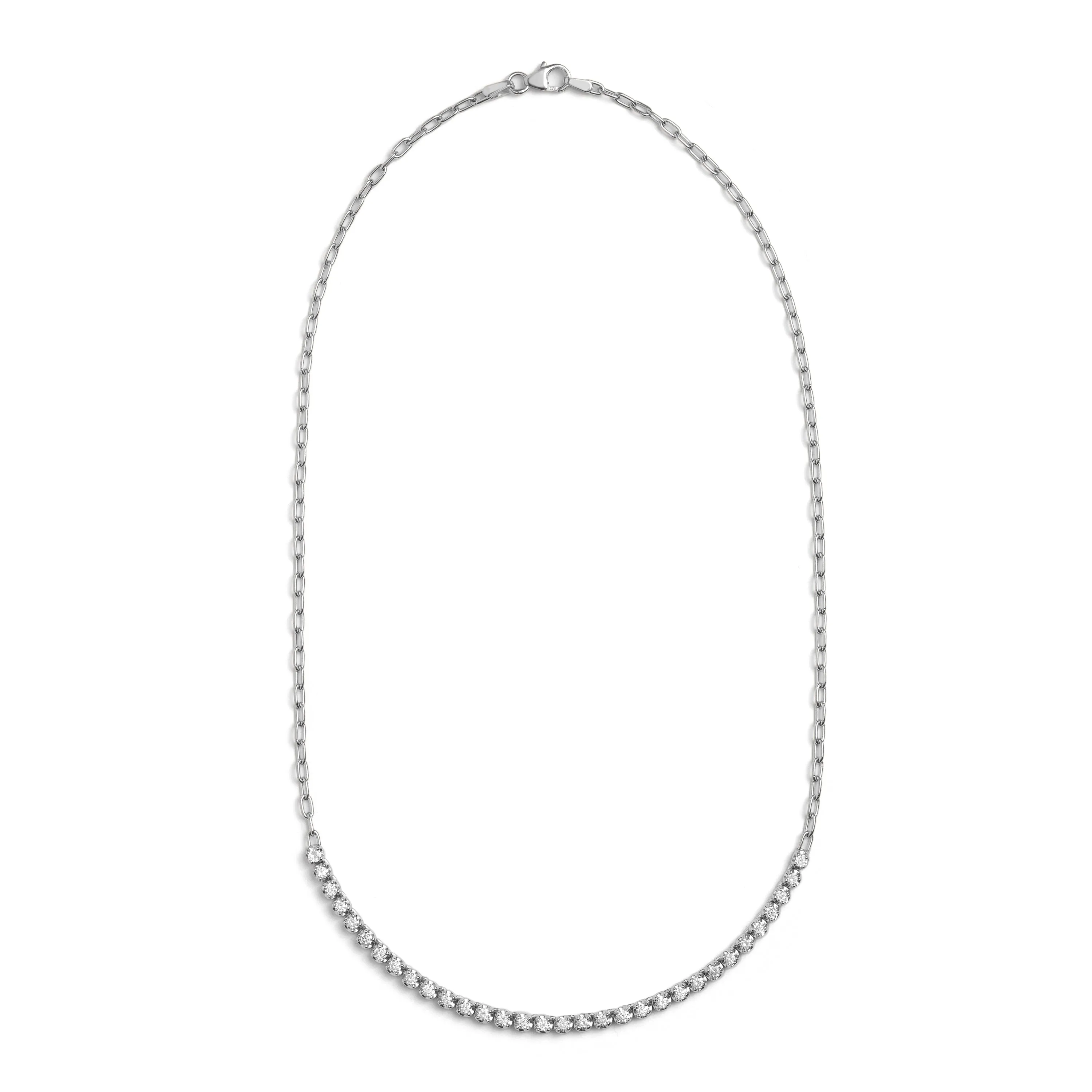Simone Partial Tennis Necklace - White Diamond