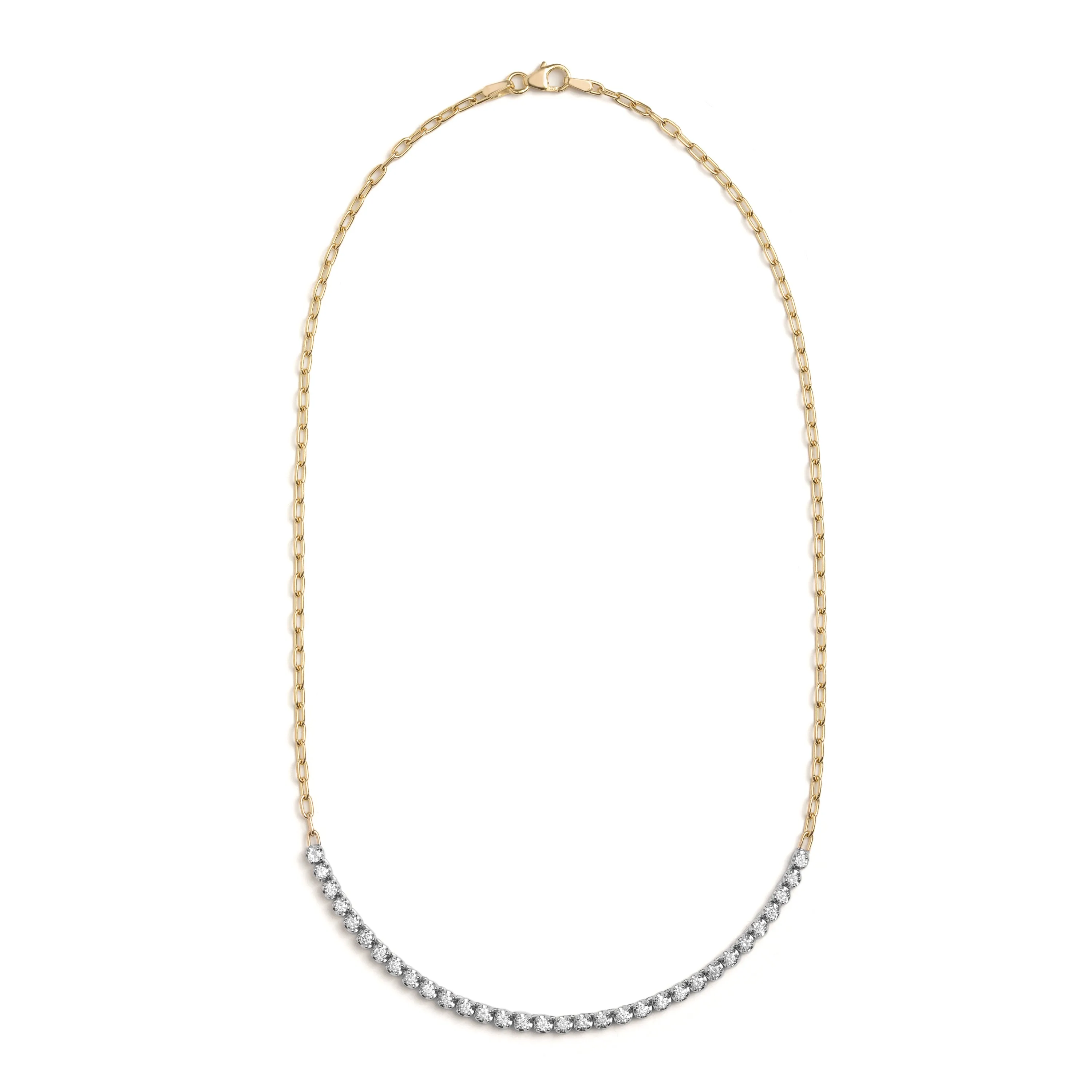 Simone Partial Tennis Necklace - White Diamond