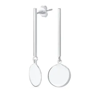 Simple Geometric Initials Monogram Dangle Earrings  Sterling Silver Circle Bar