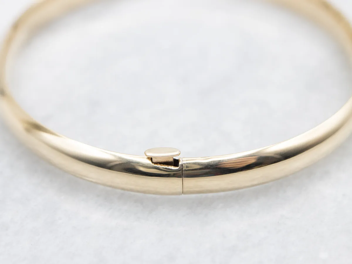 Simple Polished Gold Hinged Bangle Bracelet