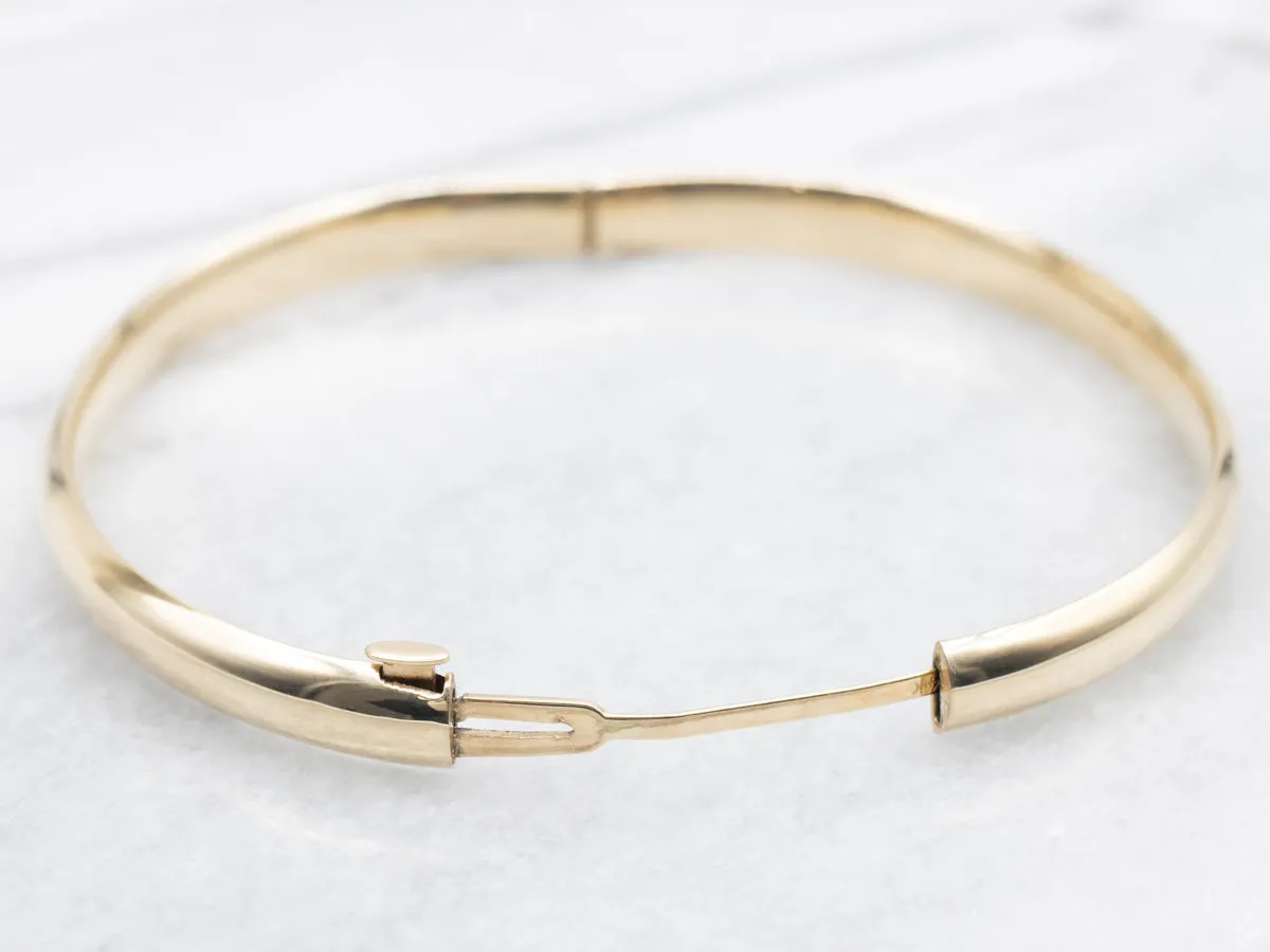 Simple Polished Gold Hinged Bangle Bracelet