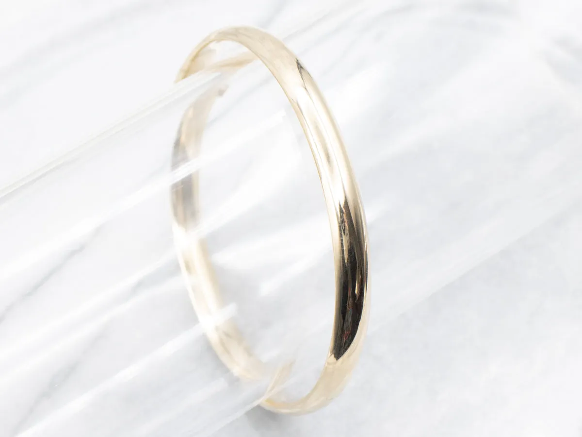 Simple Polished Gold Hinged Bangle Bracelet