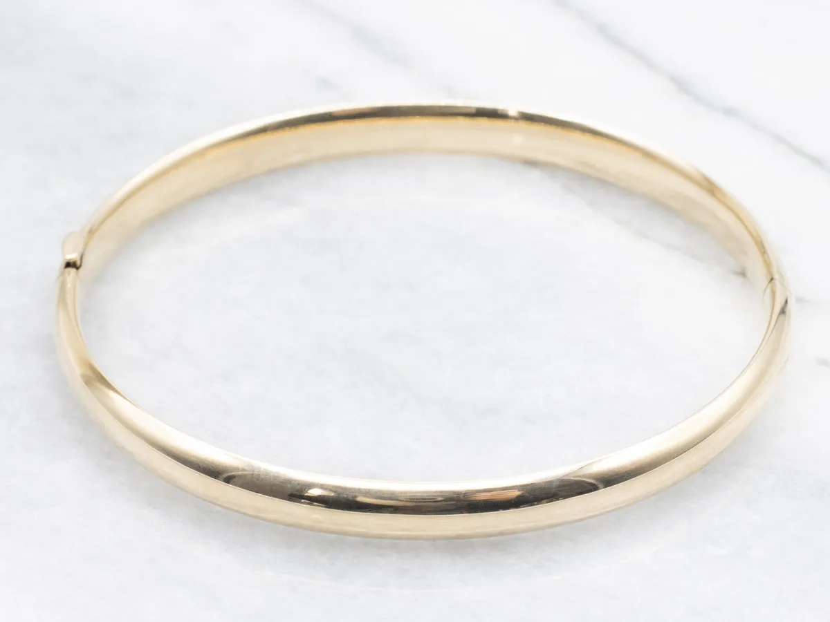 Simple Polished Gold Hinged Bangle Bracelet