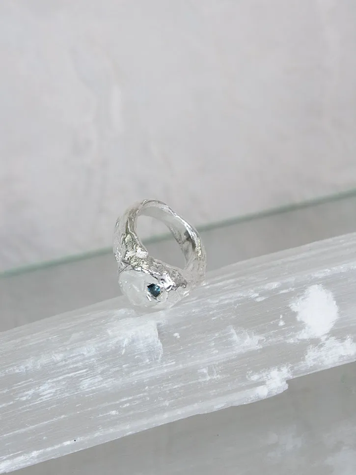 Simuero Marea Ring, Silver/Blue Topaz