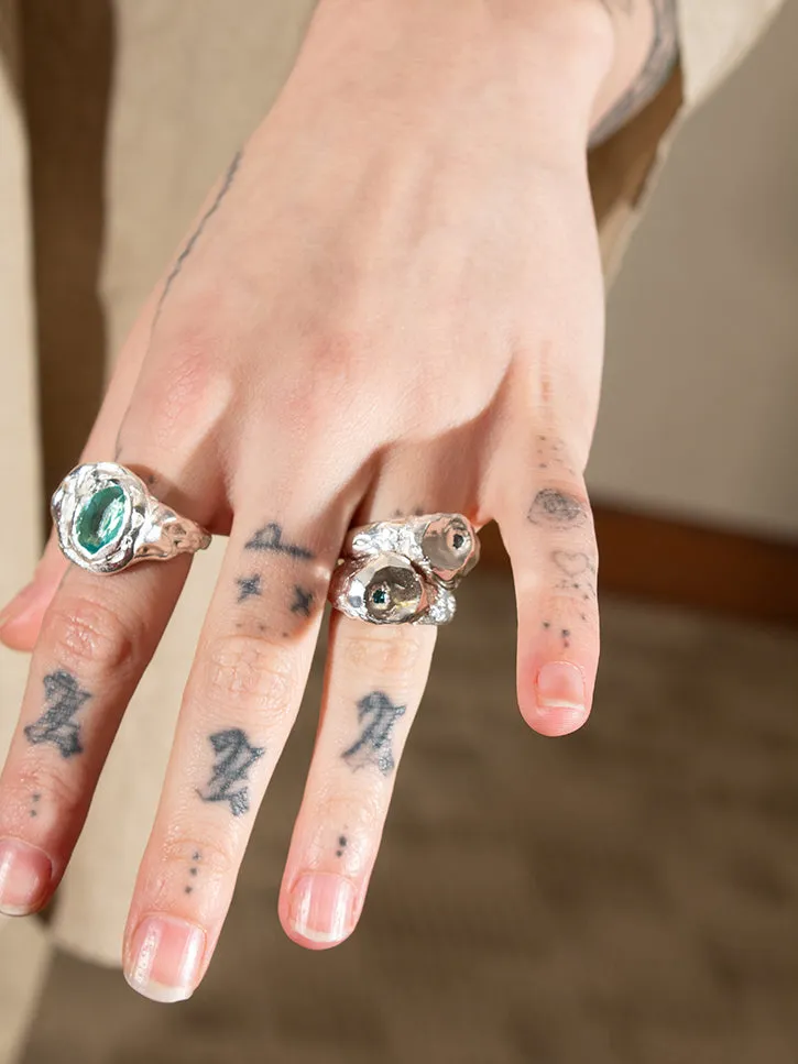 Simuero Marea Ring, Silver/Blue Topaz