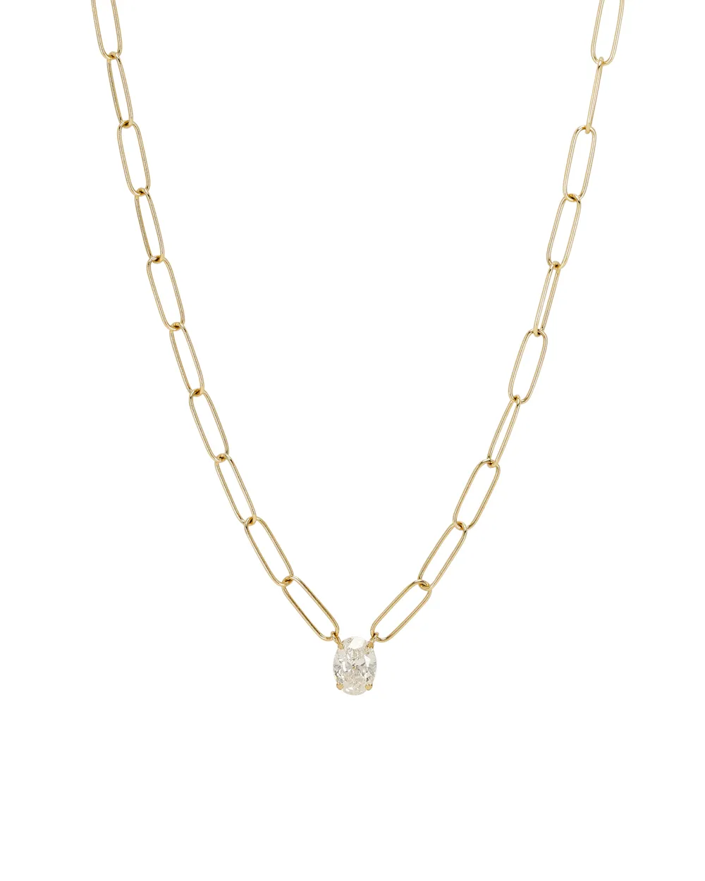 Single Diamond Paperclip Necklace