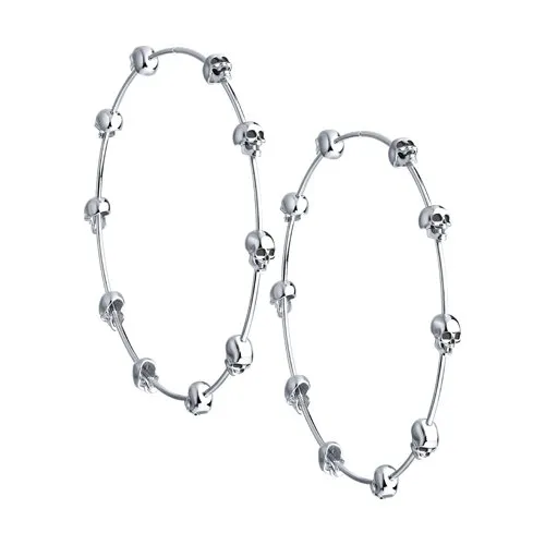 SKLV by Sokolov - Skulls Hoop Silver Earrings, Extra Large