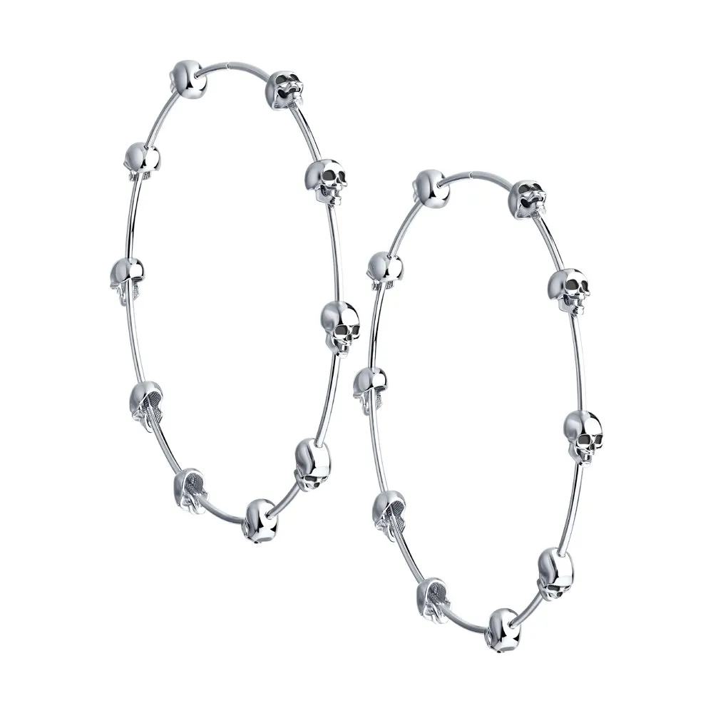SKLV by Sokolov - Skulls Hoop Silver Earrings, Extra Large