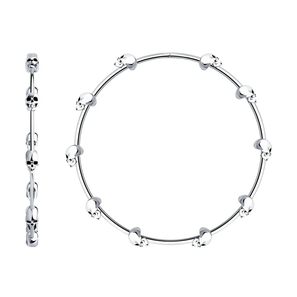 SKLV by Sokolov - Skulls Hoop Silver Earrings, Extra Large