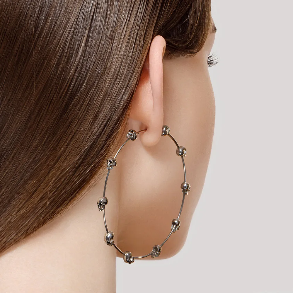 SKLV by Sokolov - Skulls Hoop Silver Earrings, Extra Large