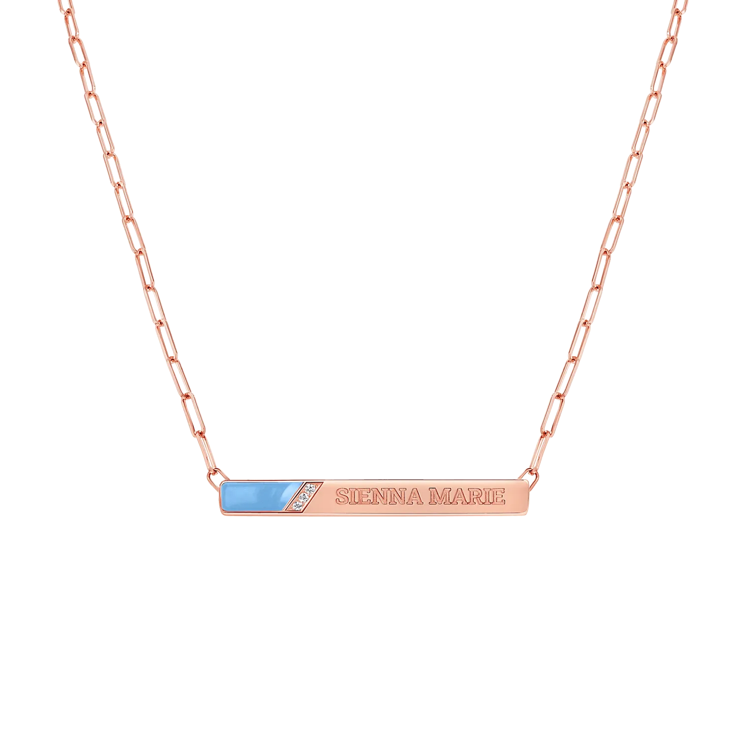 Slash Engravable Necklace with Diamond Accents