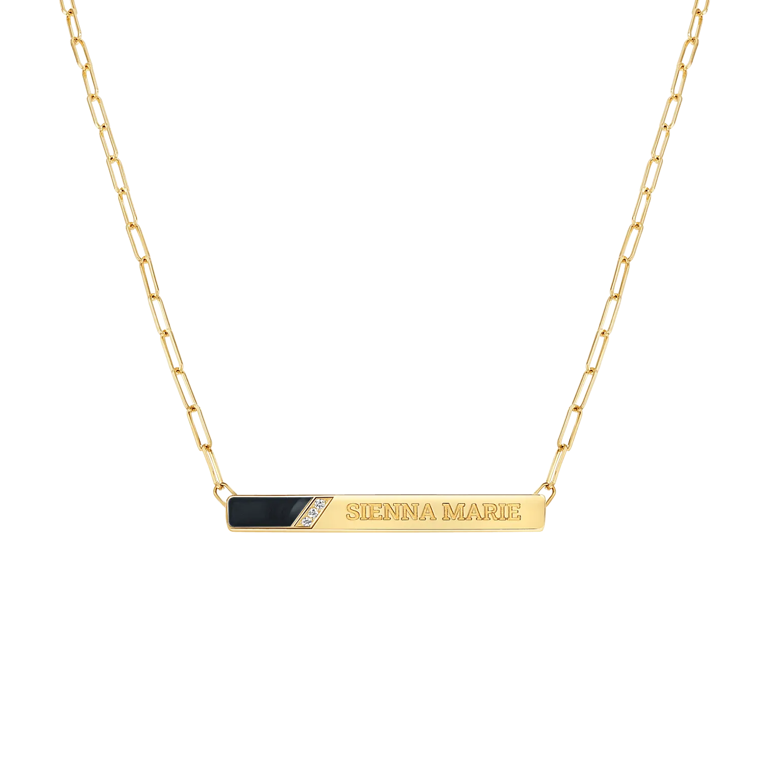 Slash Engravable Necklace with Diamond Accents