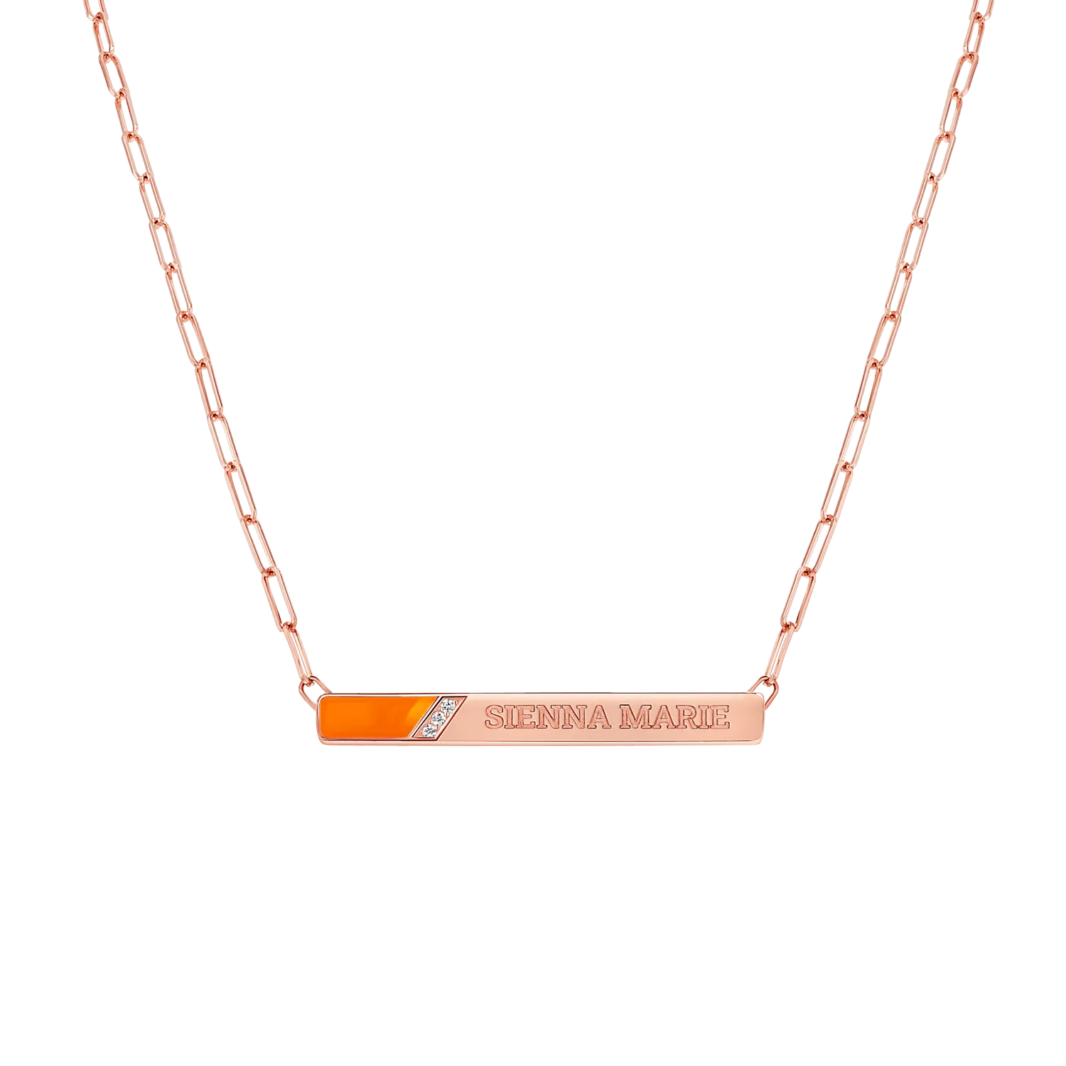 Slash Engravable Necklace with Diamond Accents