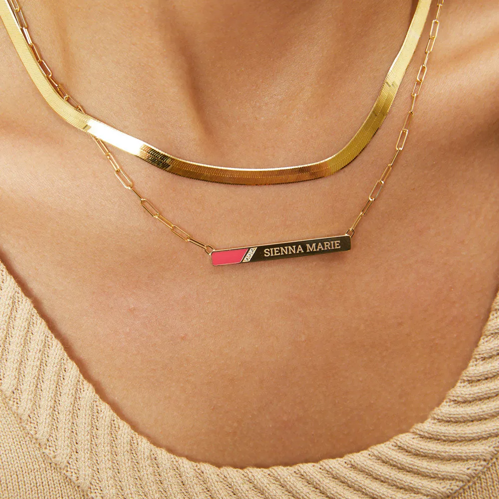 Slash Engravable Necklace with Diamond Accents