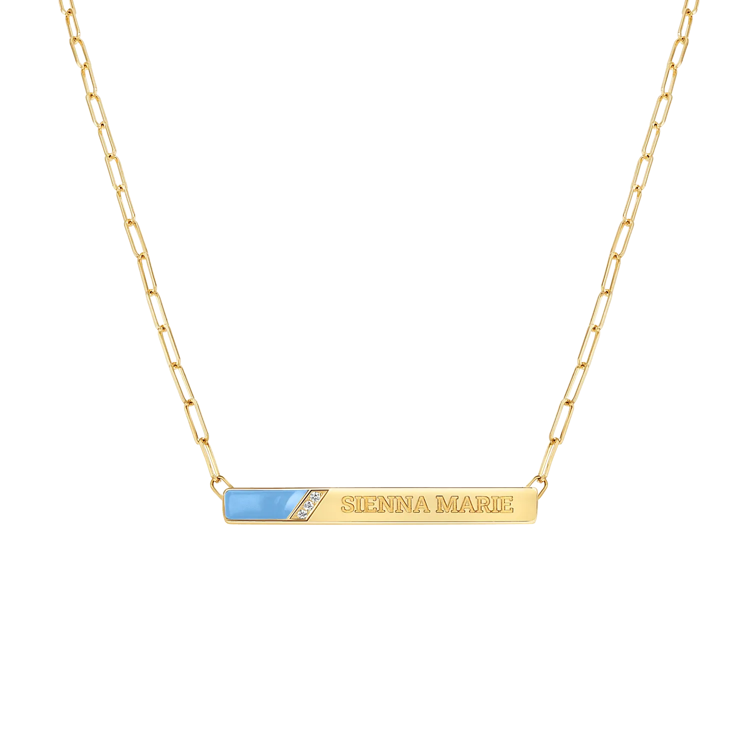 Slash Engravable Necklace with Diamond Accents
