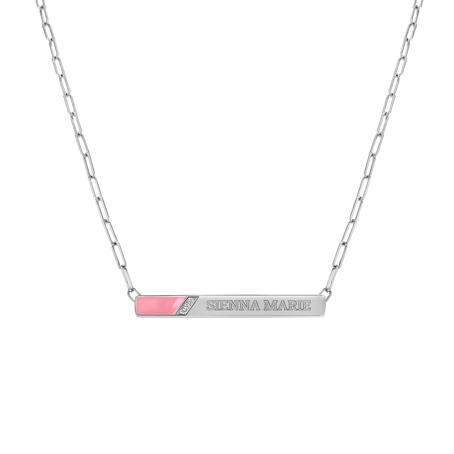 Slash Engravable Necklace with Diamond Accents