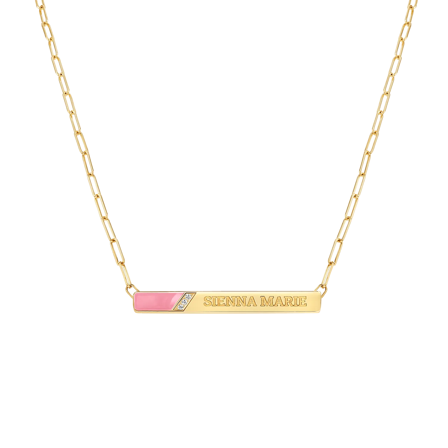 Slash Engravable Necklace with Diamond Accents