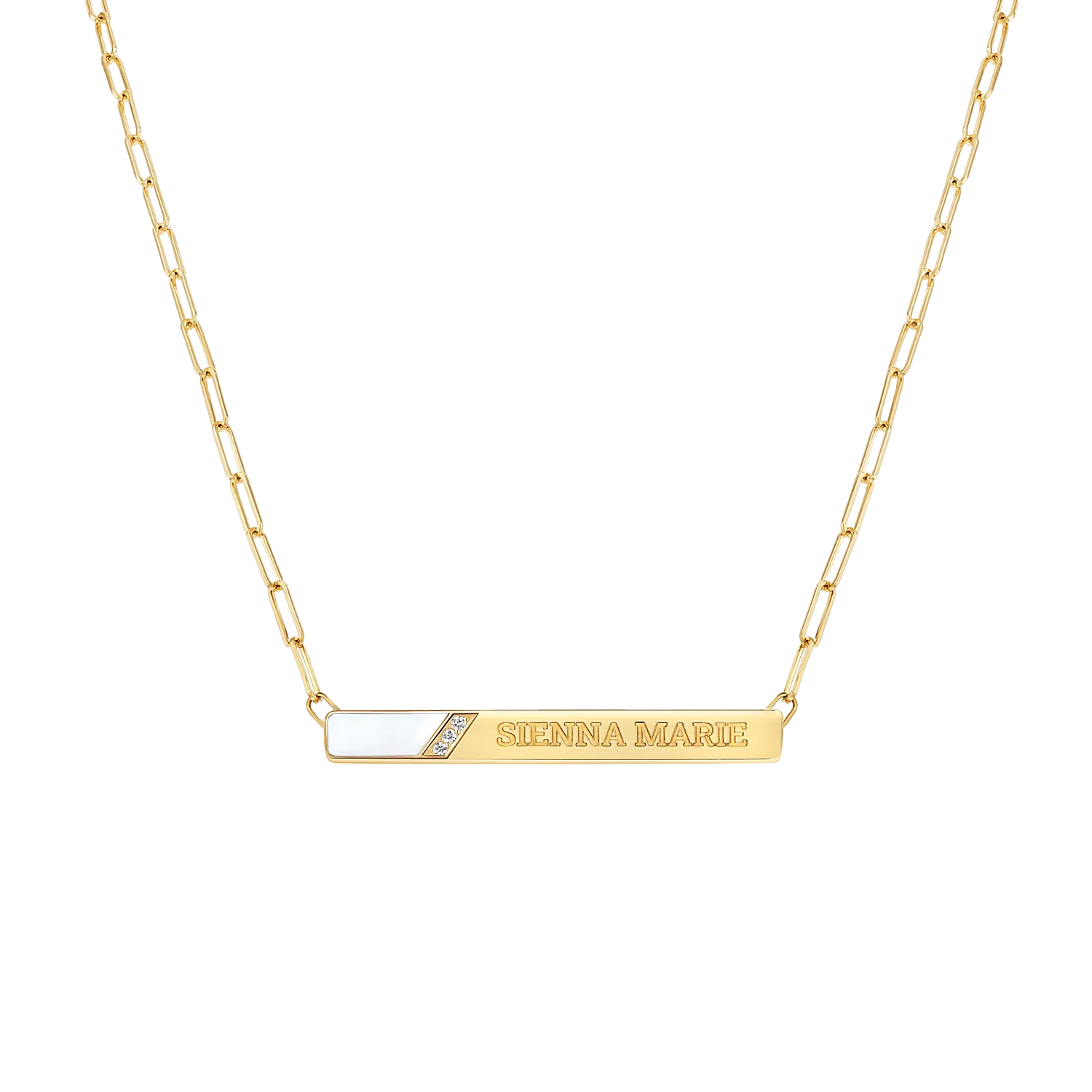 Slash Engravable Necklace with Diamond Accents