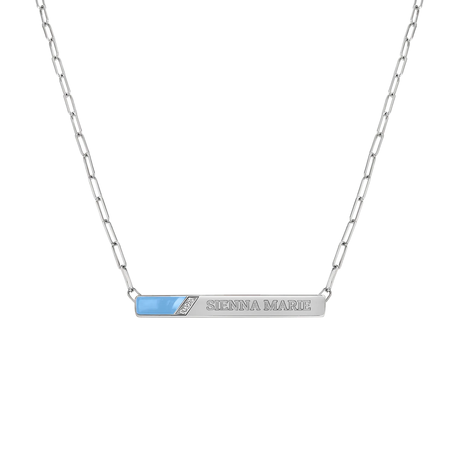 Slash Engravable Necklace with Diamond Accents