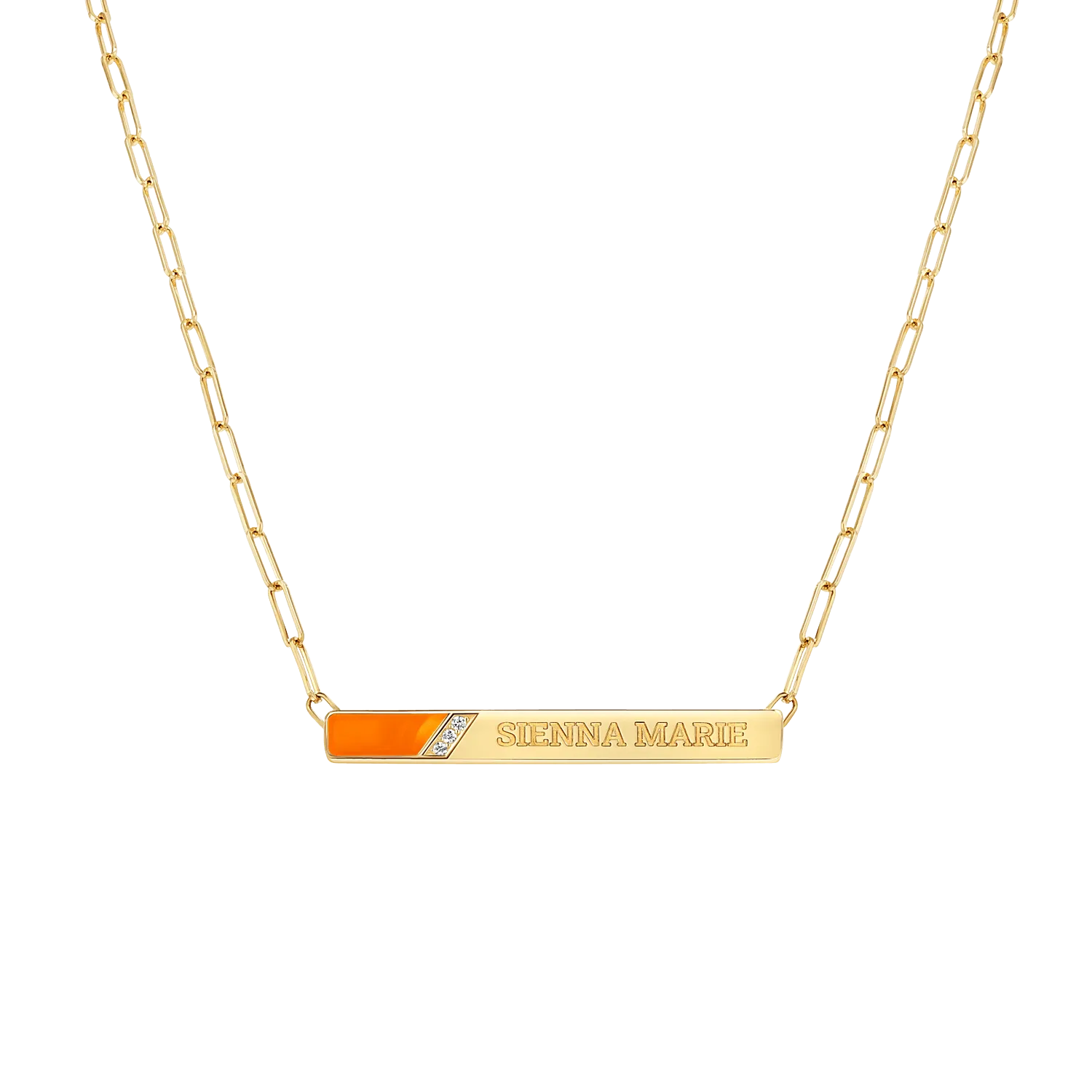 Slash Engravable Necklace with Diamond Accents
