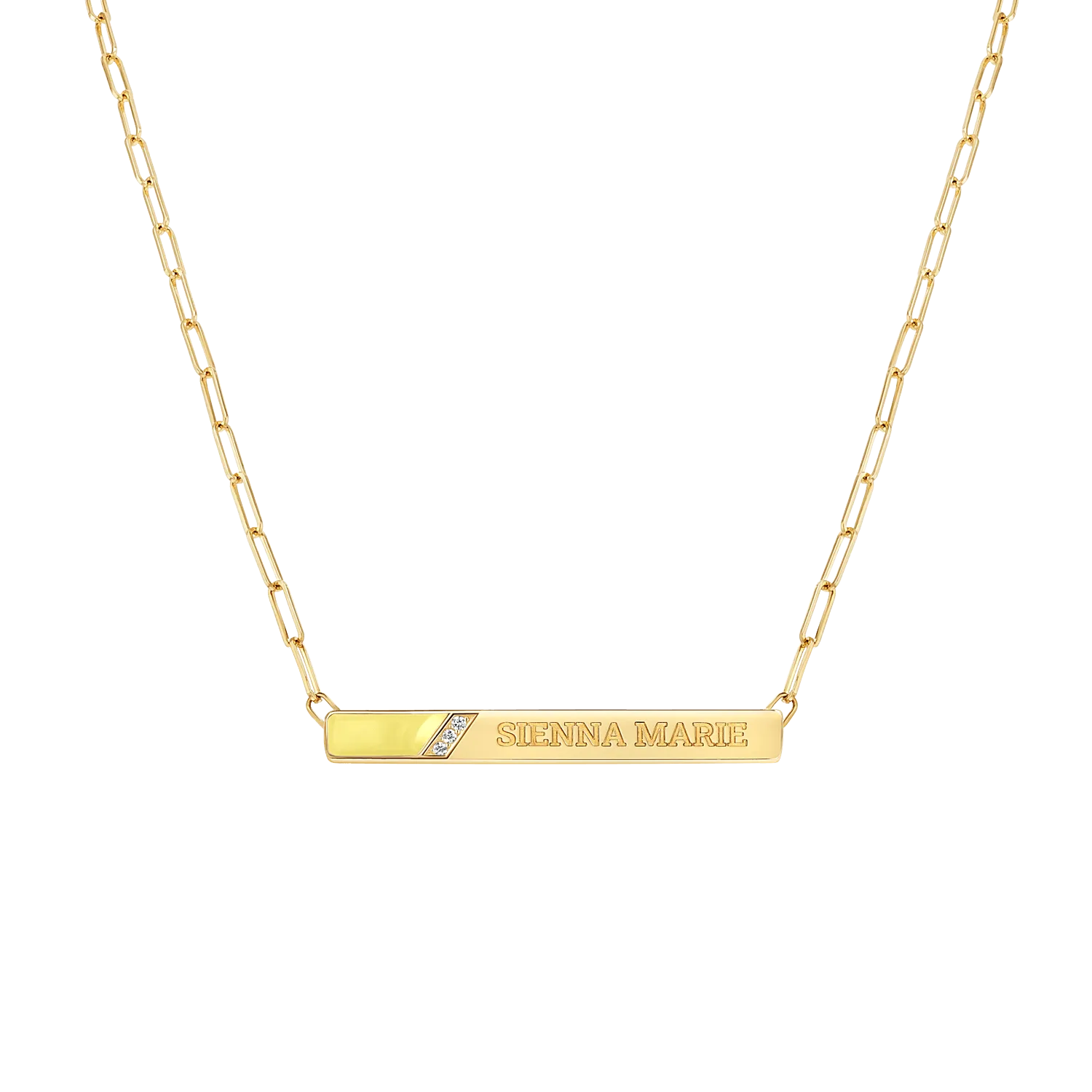 Slash Engravable Necklace with Diamond Accents