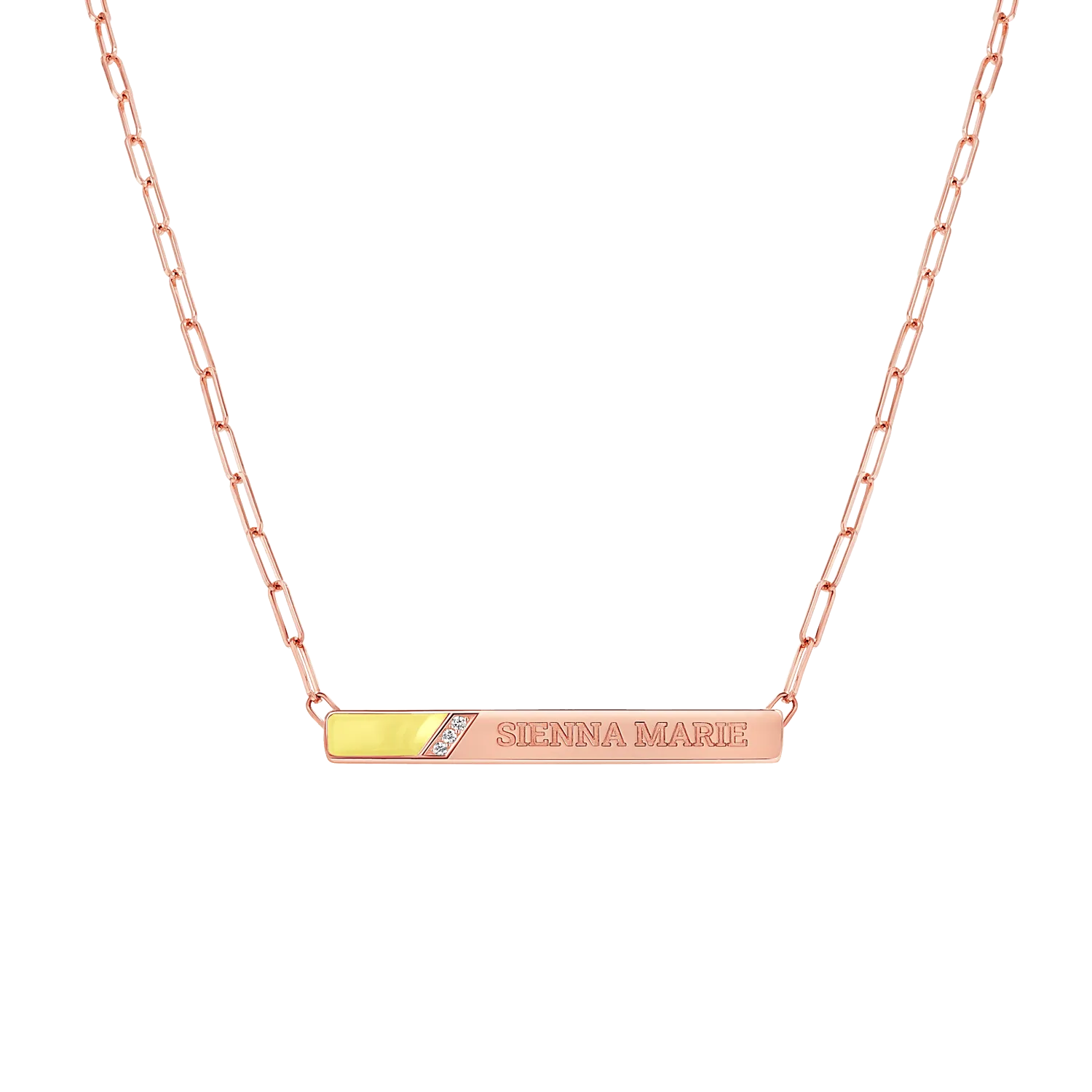 Slash Engravable Necklace with Diamond Accents