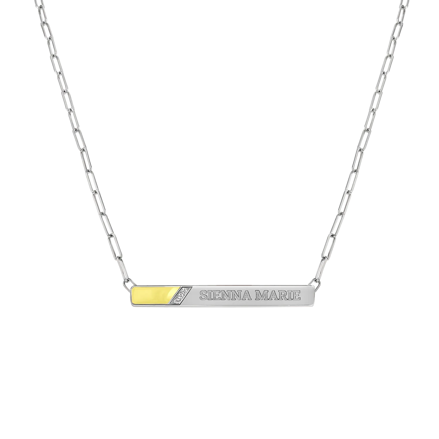 Slash Engravable Necklace with Diamond Accents